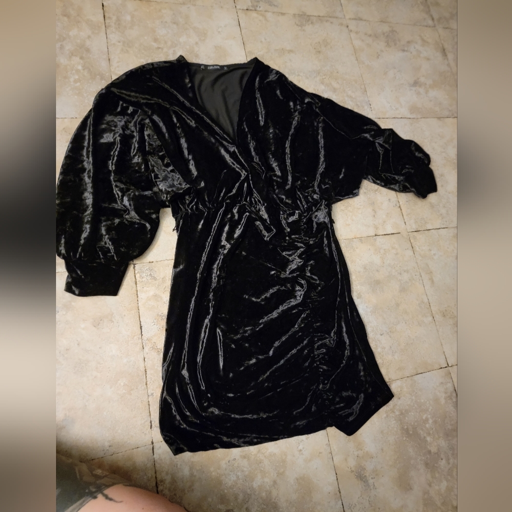 Black Velvet Deep Low Neck Dress